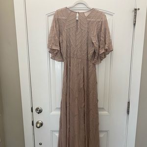 Sequined ASOS maxi dress in taupe